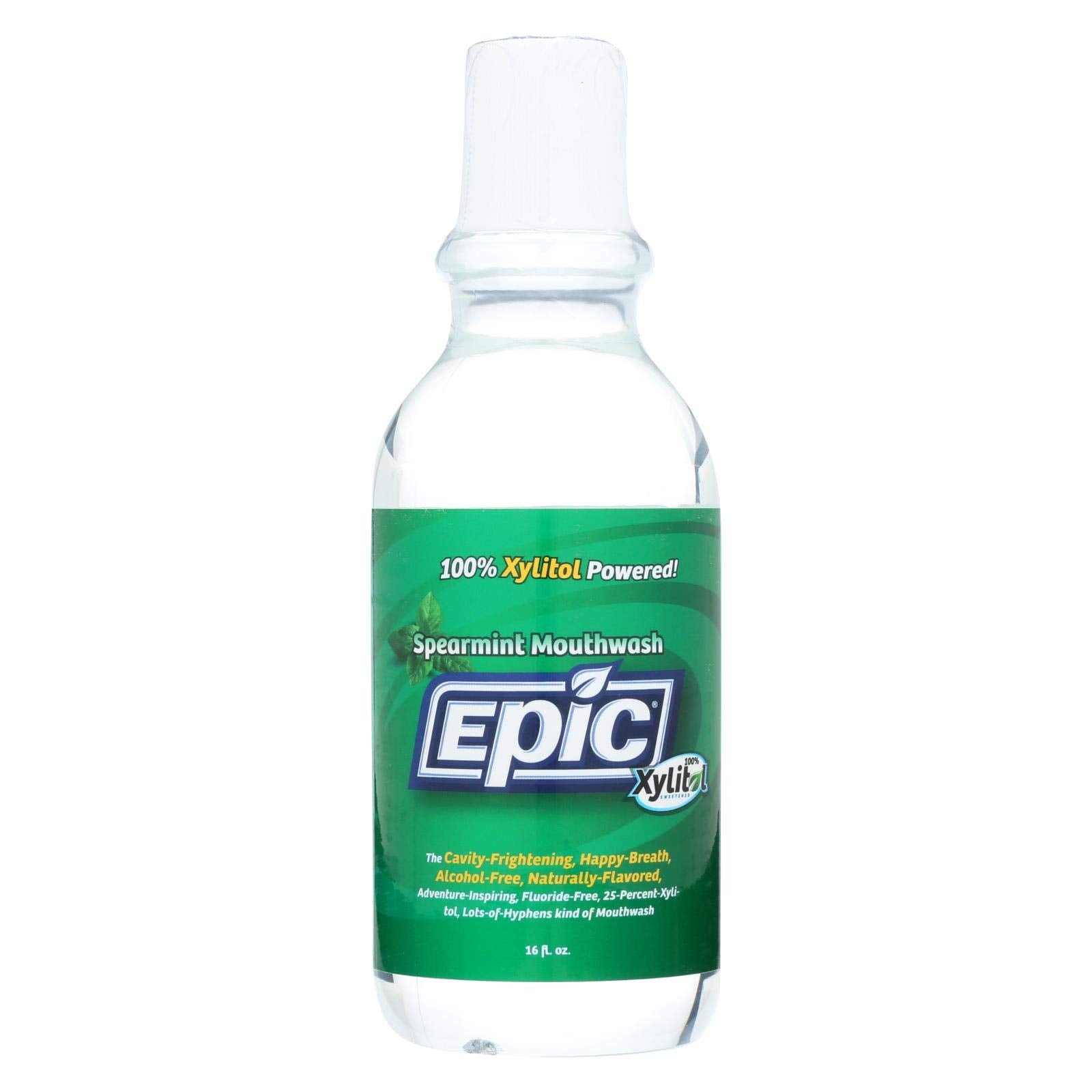 Epic Dental Mouthwash with Xylitol - Sprmnt flavor, 16 oz bottle (front view)