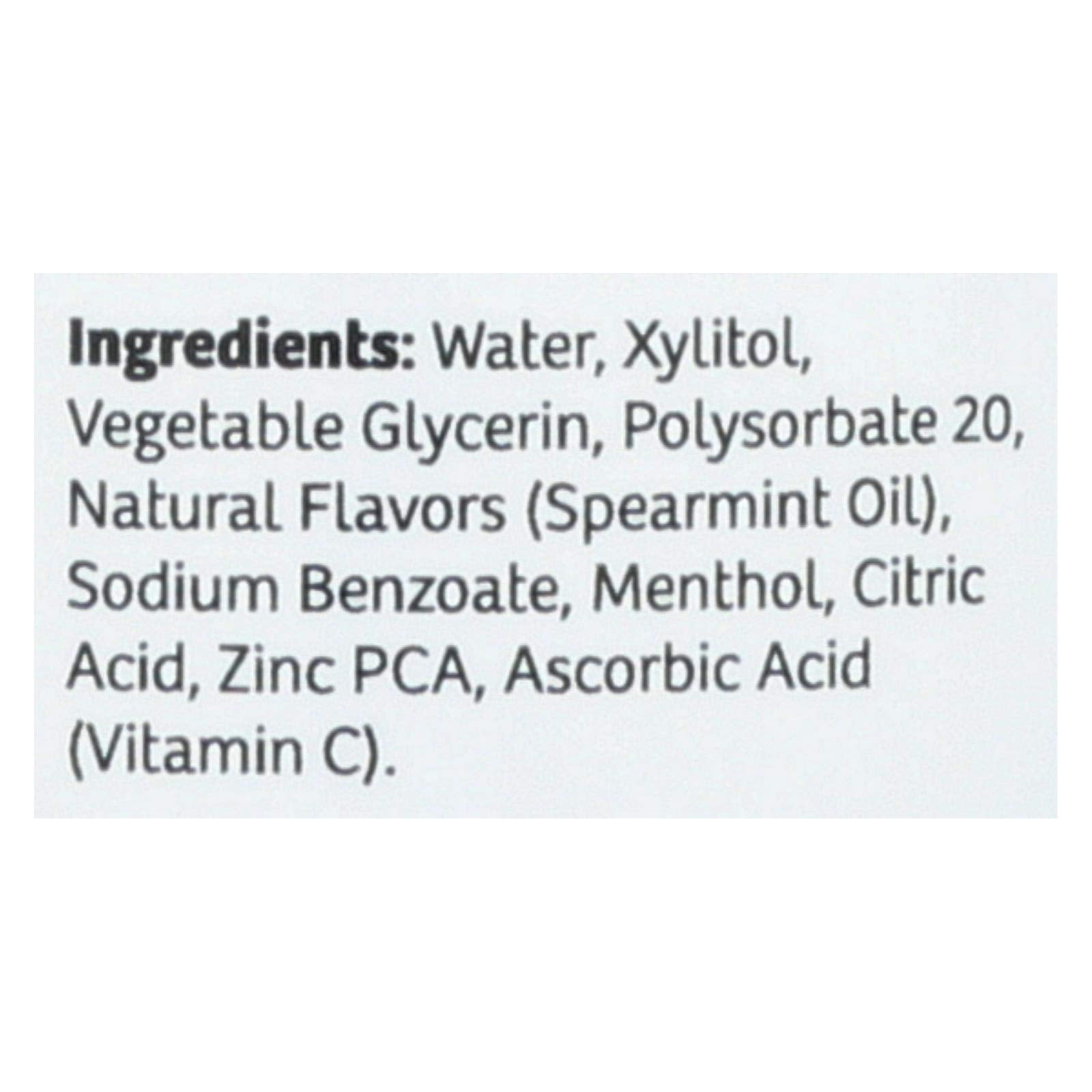 Epic Dental Mouthwash with Xylitol - Sprmnt flavor, 16 oz bottle (back label)