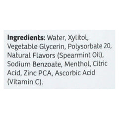 Epic Dental Mouthwash with Xylitol - Sprmnt flavor, 16 oz bottle (back label)