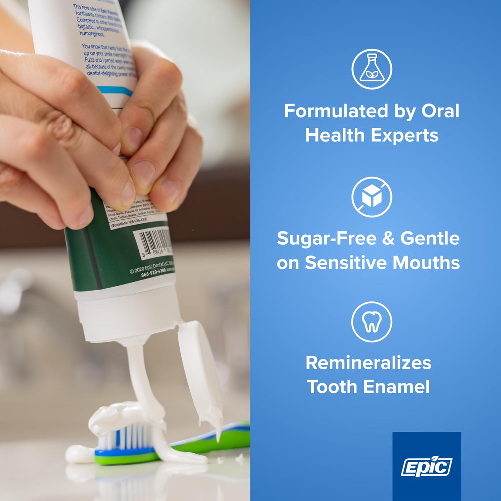 Spearmint fluoride toothpaste from Epic Dental sugar-free set