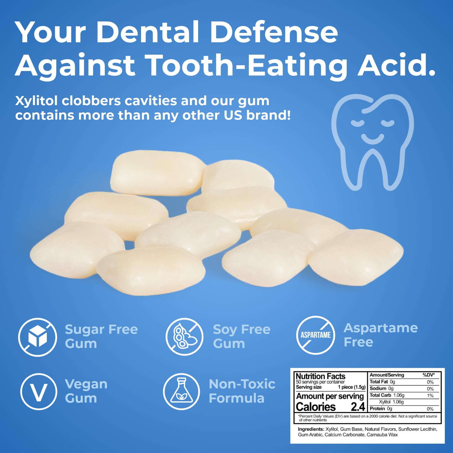 Vegan, non-GMO ingredients used in Epic Dental sugar-free set