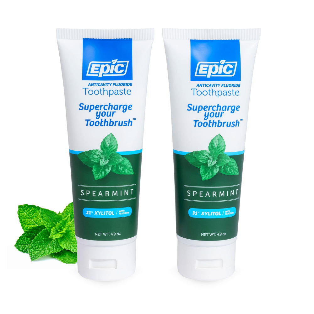 Epic Dental Xylitol Toothpaste for Adults spearmint front view 2-pack