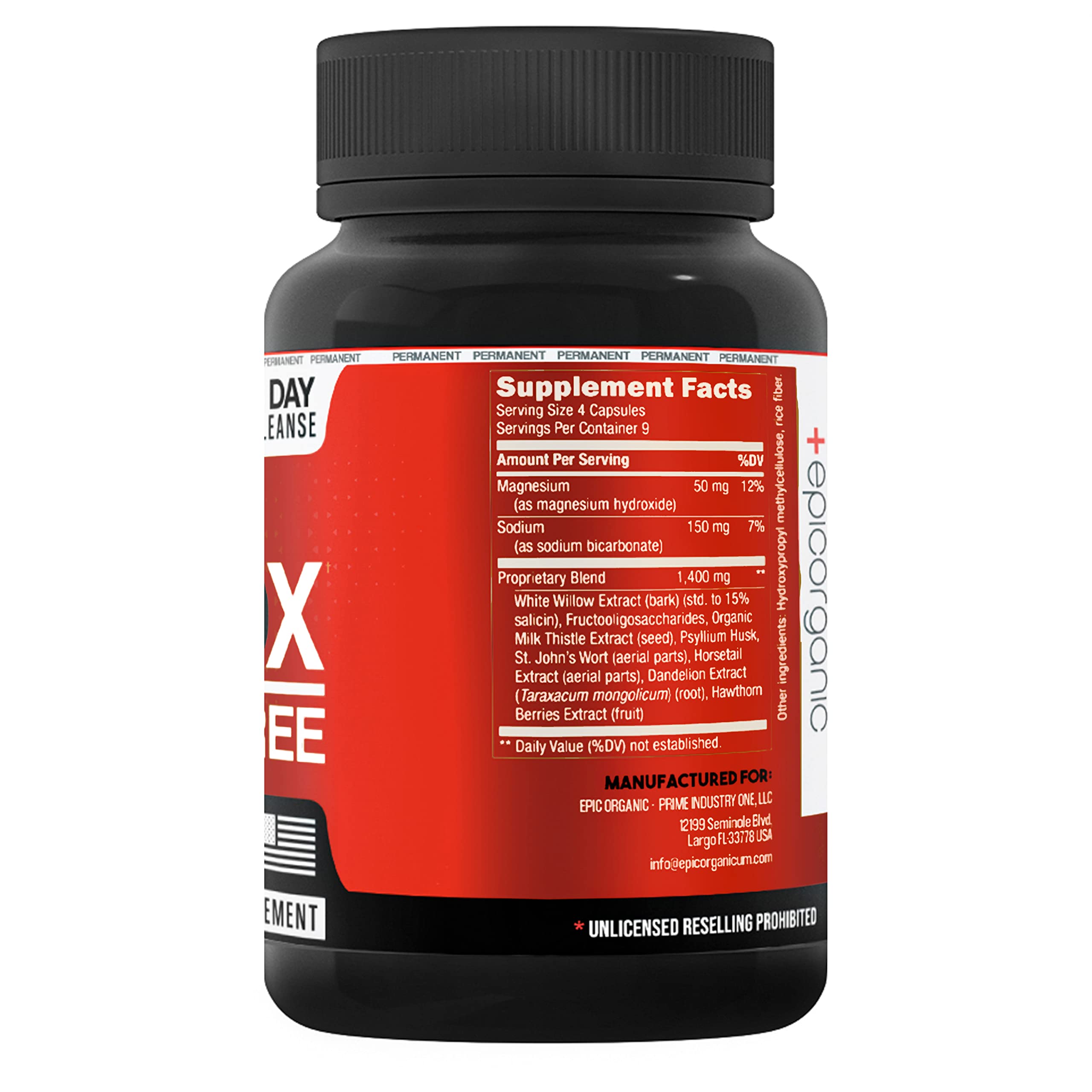 Close-up of Epic Organicum 36 capsules bottle