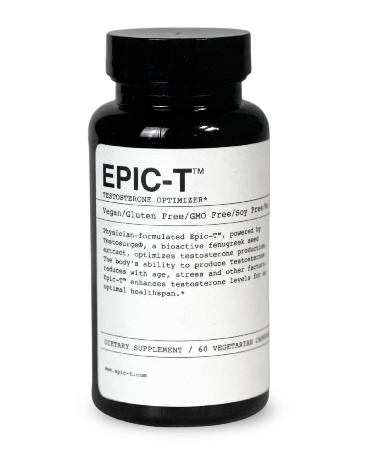 EPIC-T bottle front shows plant-based daily wellness blend