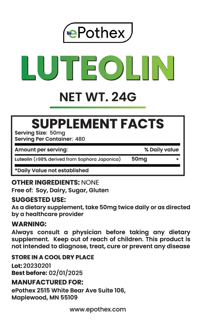 Measuring 50 mg dose of luteolin powder with a scale