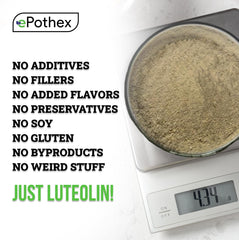 Close-up of luteolin powder showing fine texture
