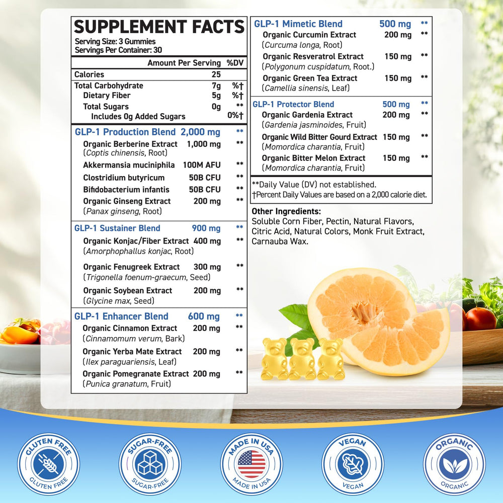 Eqeeken GLP-1 Gummies gut-health scene conveys balanced microbiome ambiance