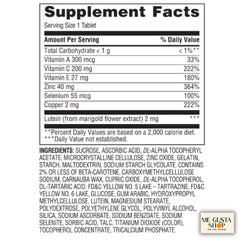 Close-up of lutein, vitamins A, C, and E for eye health