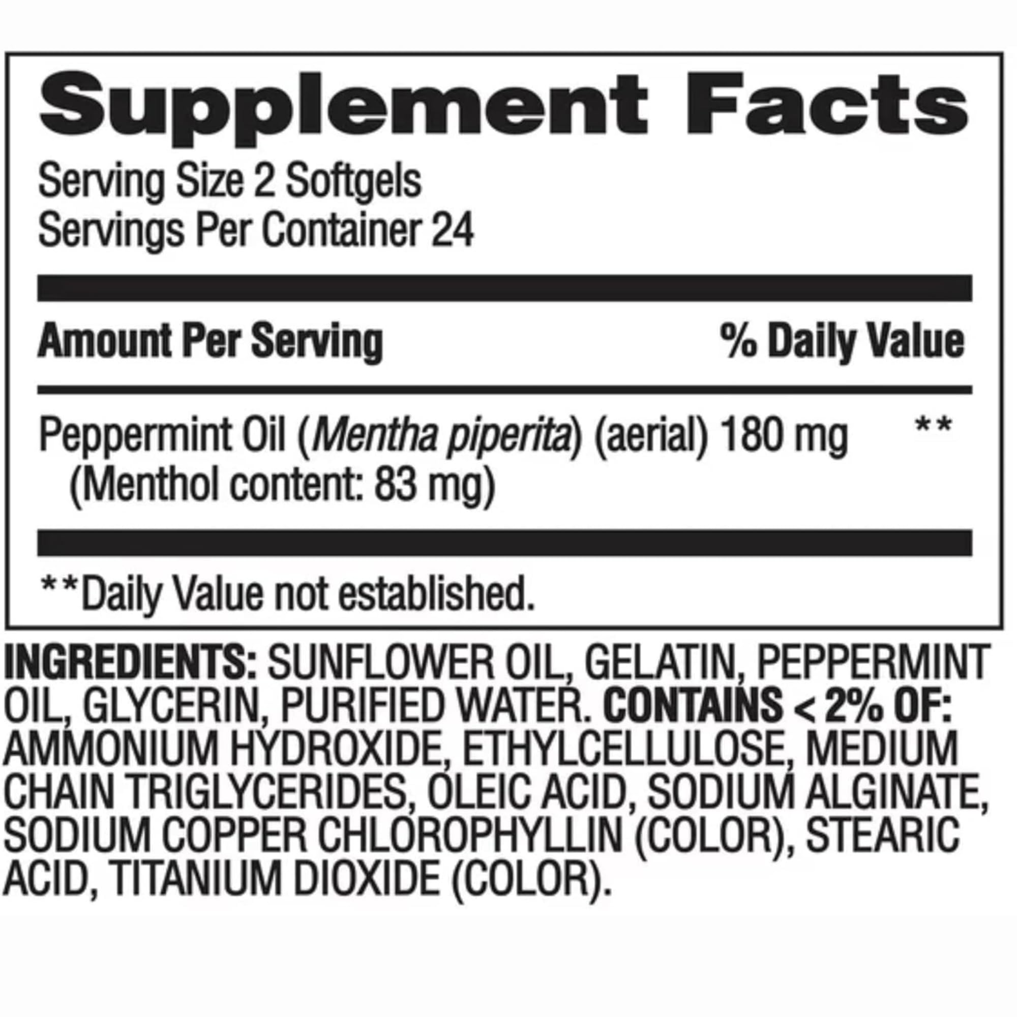 Peppermint oil softgels with added dietary fiber