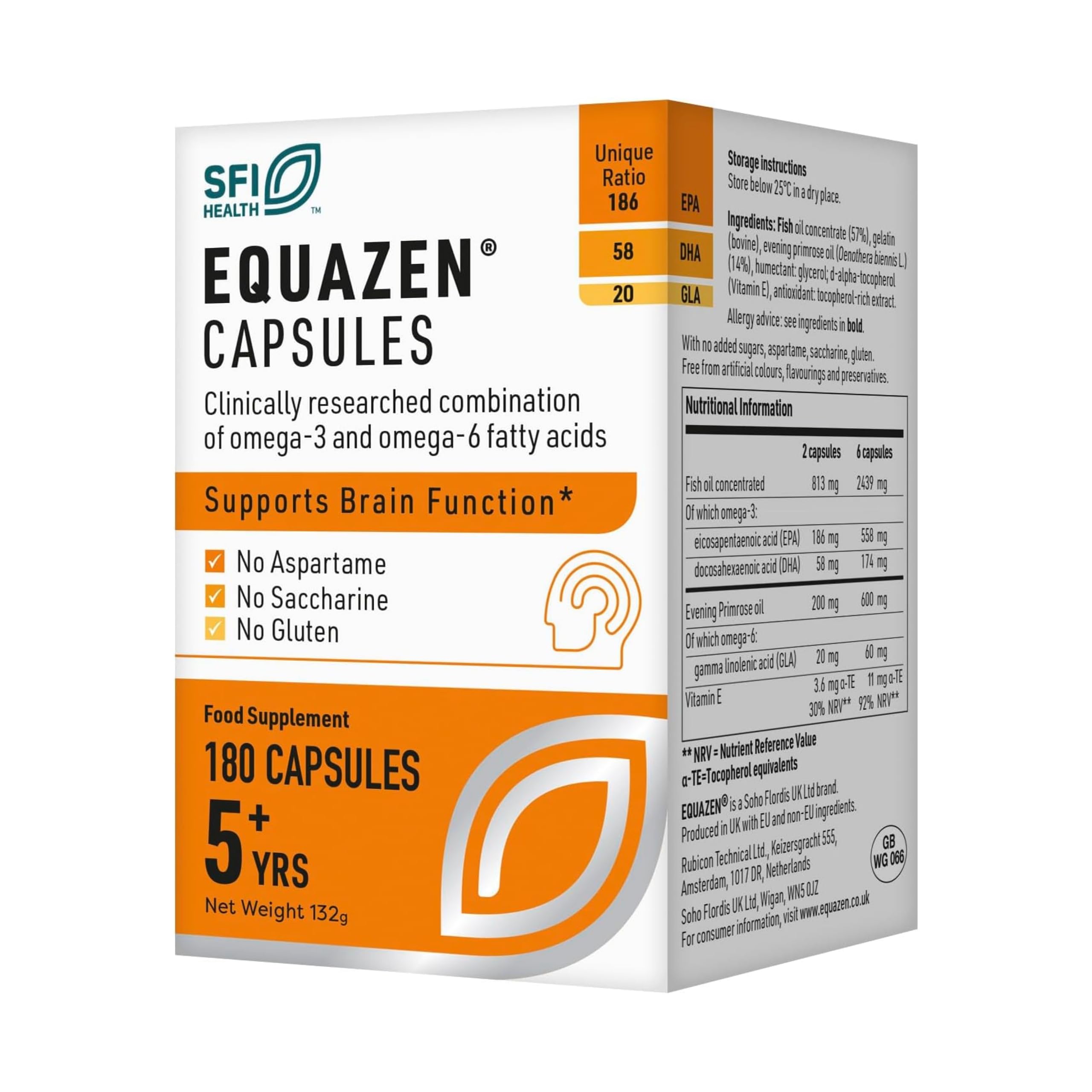 Equazen Eye Q Omega 3 & 6 180 capsules bottle front view
