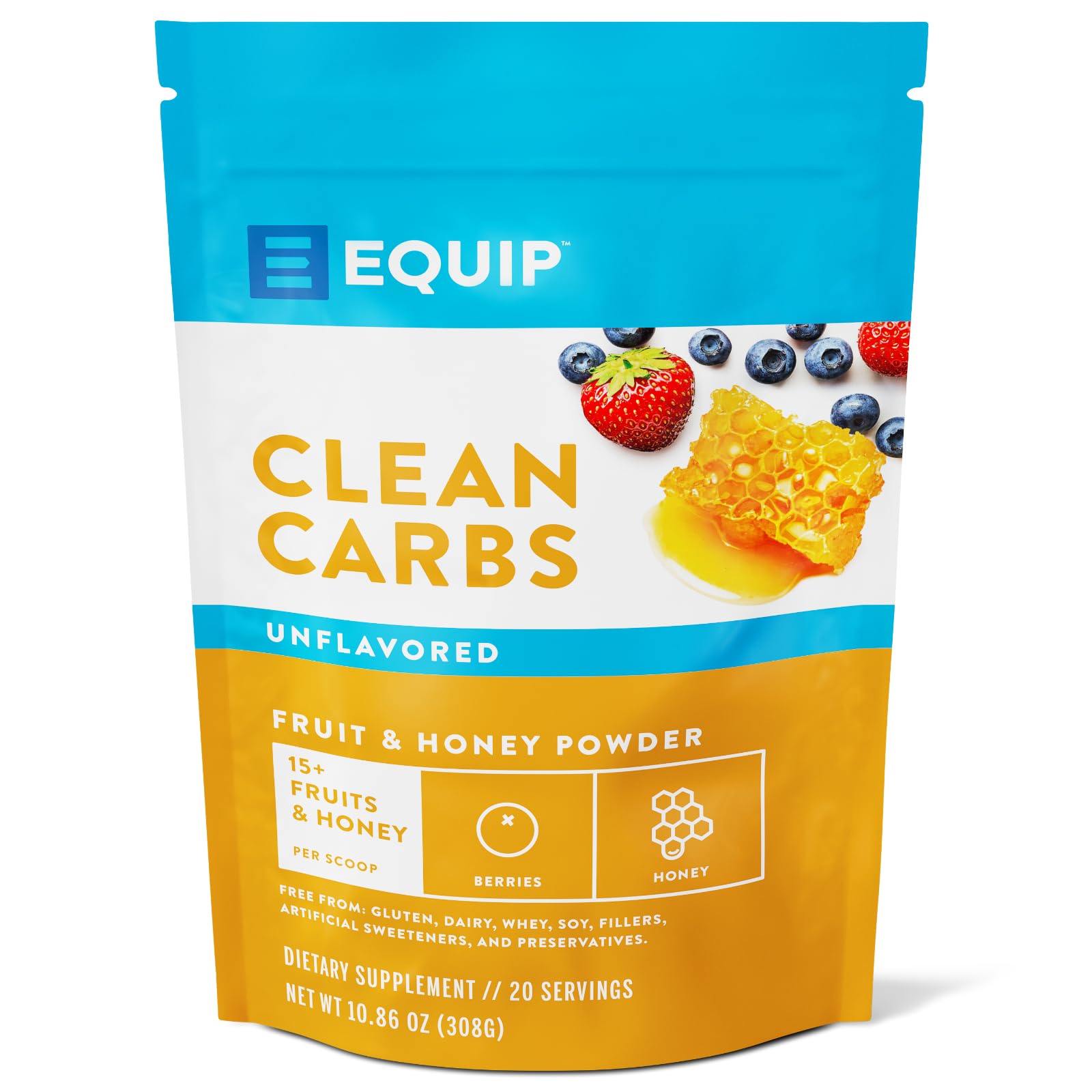 Equip Foods Clean Carbs jar of powder for immune support and post-workout recovery.