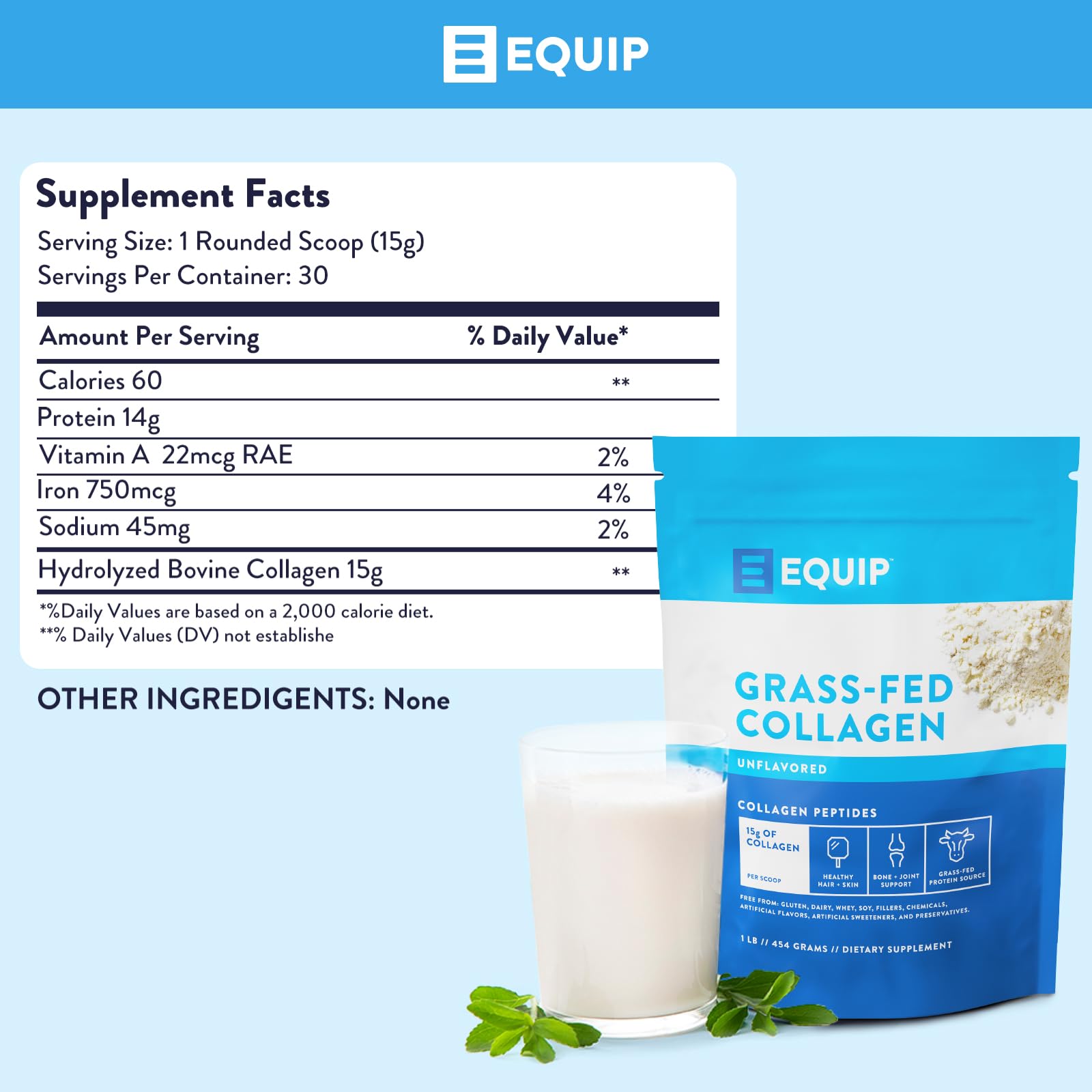 Packaging image of Equip Foods Grass Fed Collagen Powder