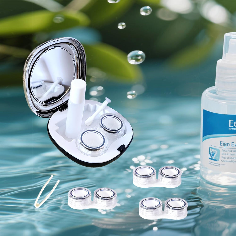 Inside view of Erewa lens case kit showing mirror and compartments