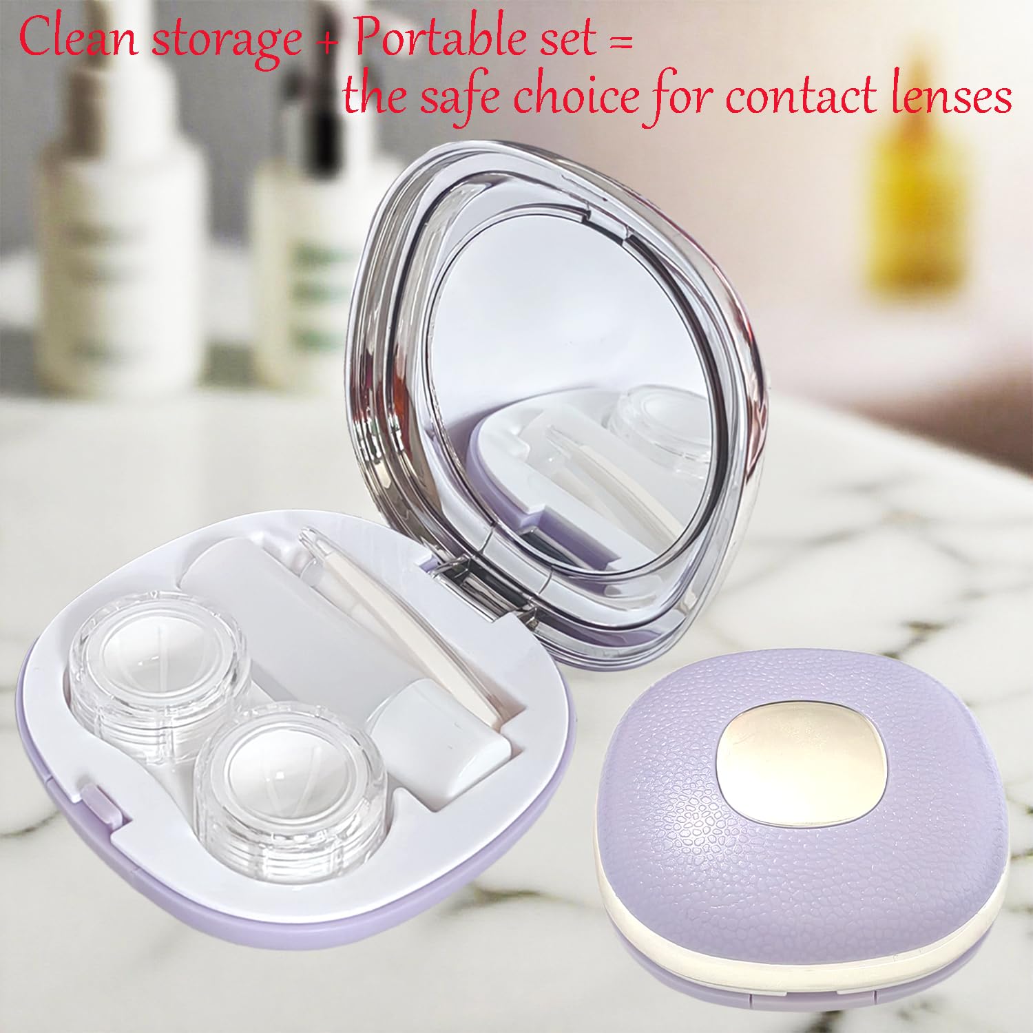 Tweezer accessory inside compact lens case