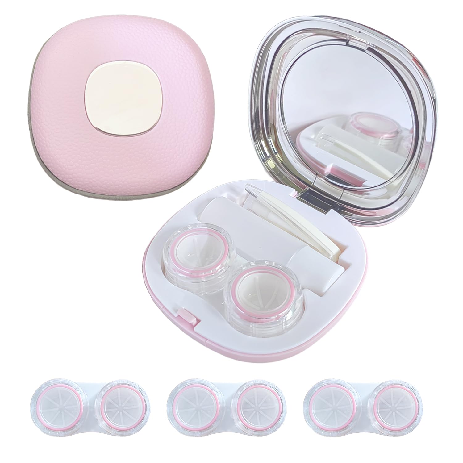 Pink Erewa lens case with built-in mirror