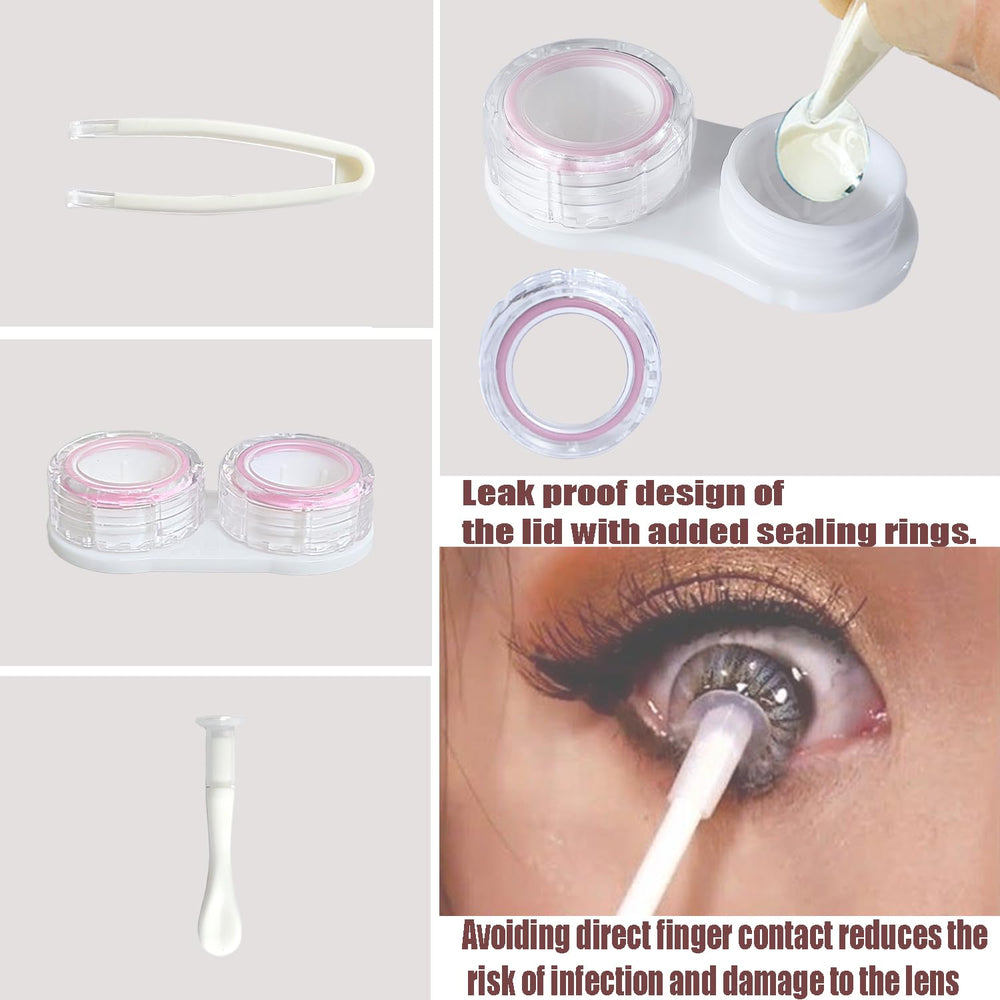Travel-friendly compact pink lens case