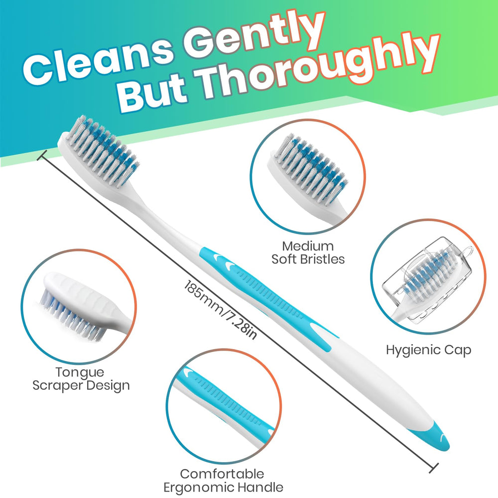 Ergonomic handle with medium soft bristles