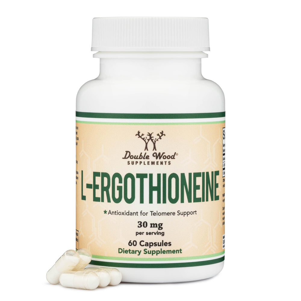 Double Wood Ergothioneine 30mg supplement bottle with 60 capsules