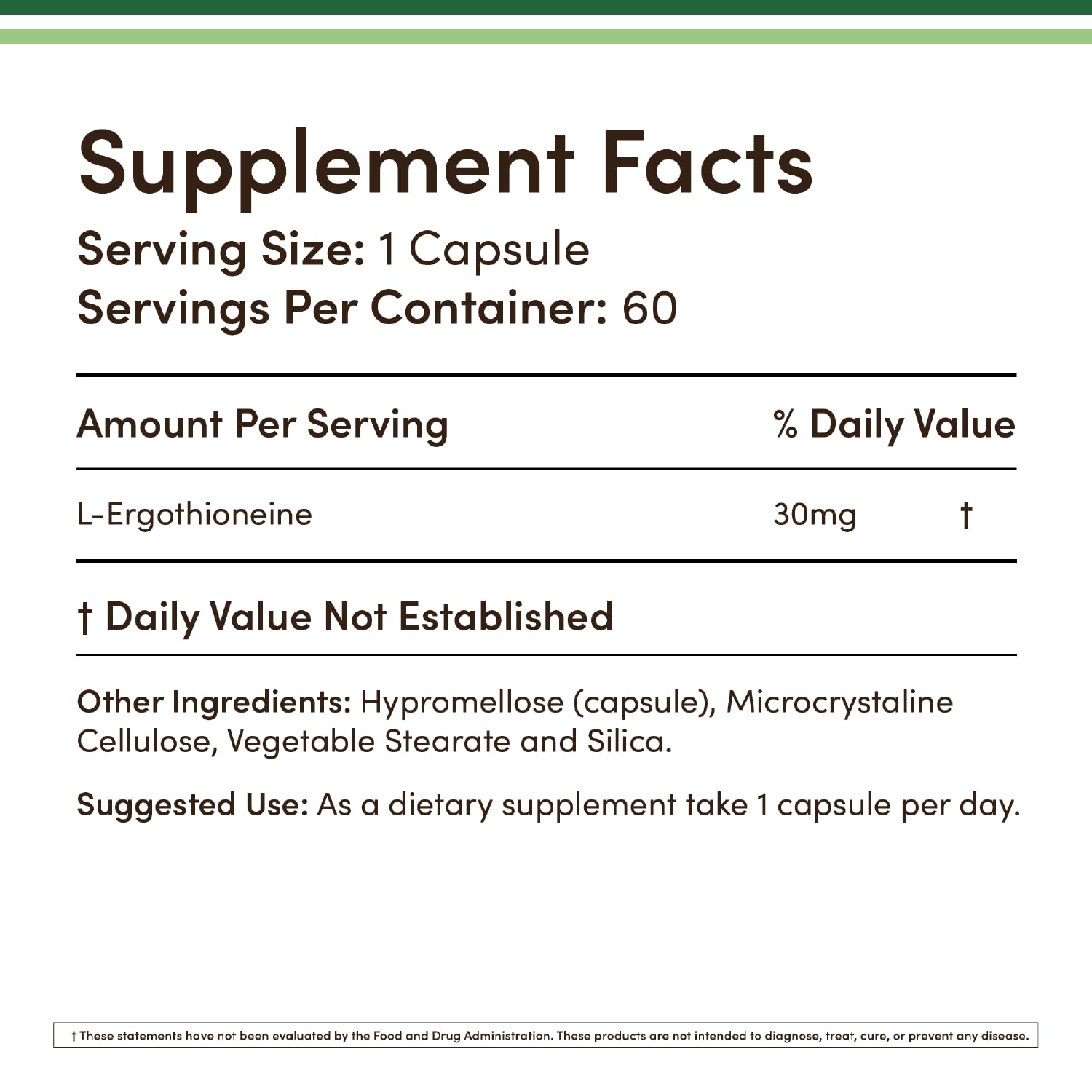 Close-up of Ergothioneine 30mg capsule