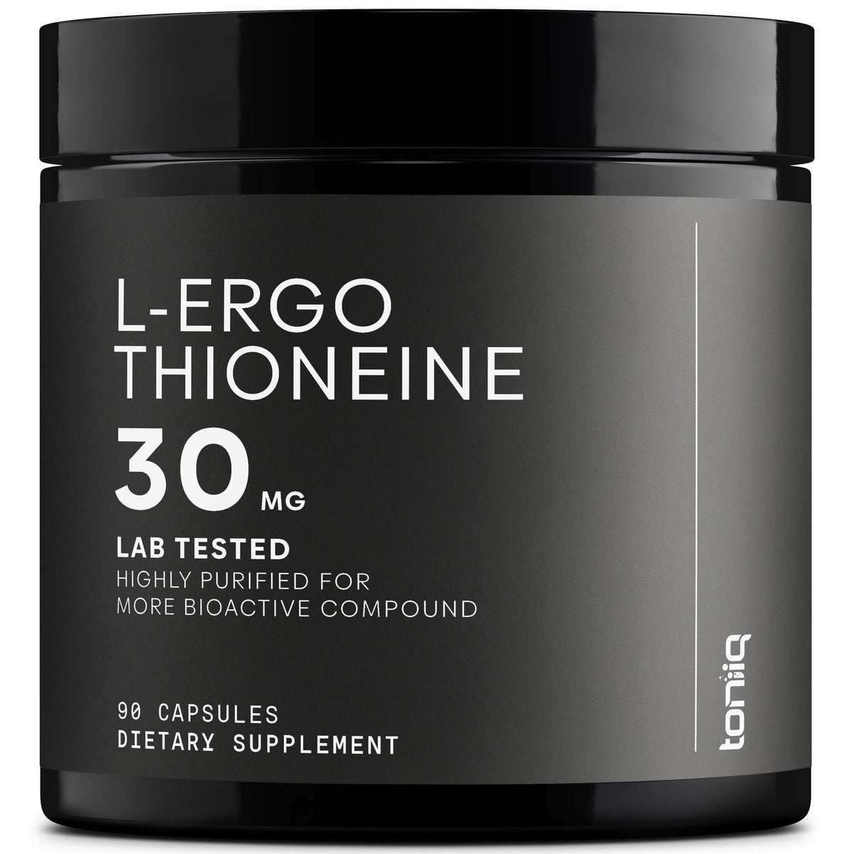 Product bottle and label highlighting Ergothioneine with MitoPrime 30mg, 98% purity, 90 capsules