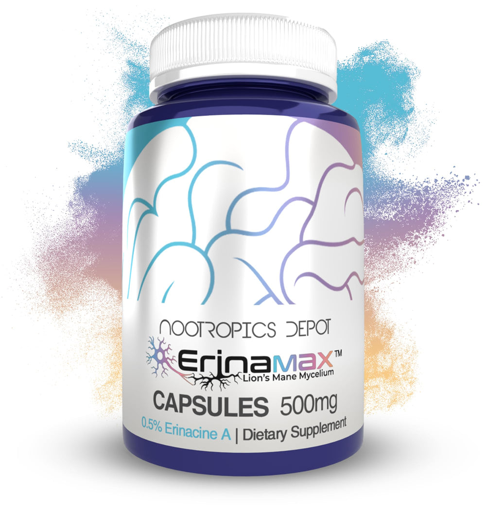Erinamax Lion's Mane 500mg capsules with liquid culture mycelium formula