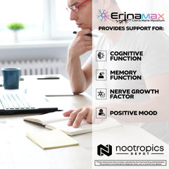 Close-up of Erinamax Lion's Mane 500mg capsule capsules