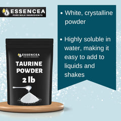 Taurine powder in resealable pouch by Essencea Pure Bulk Ingredients