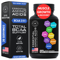 Bottle of Essential Amino Acids supplement for athletes