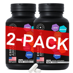 Bottle of Essential Amino Acids Complex vegan BCAA and EAA supplement