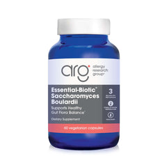 Bottle labeled Allergy Research Group Essential-Biotic Saccharomyces boulardii 450 mg probiotic