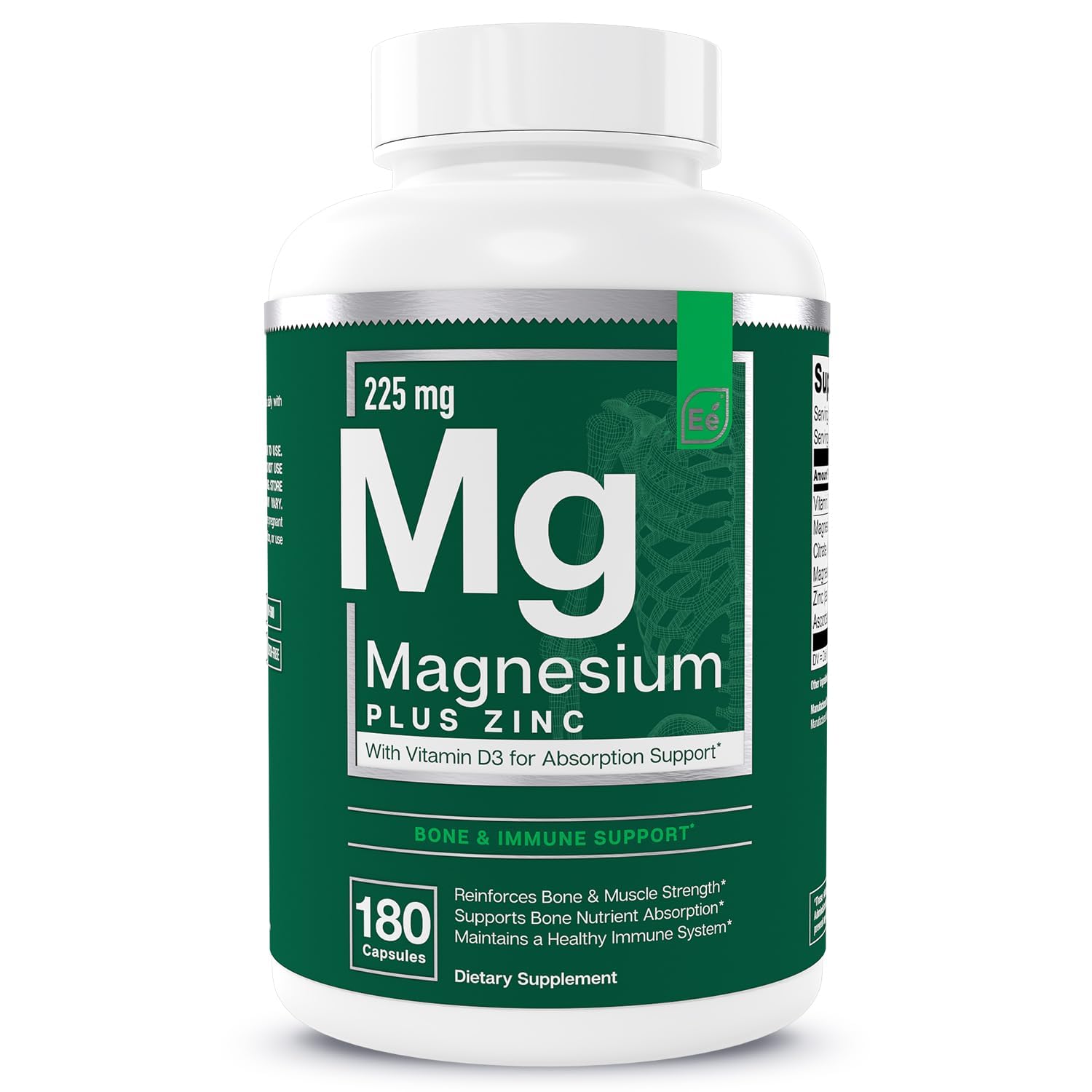 Essential Elements Magnesium Plus Zinc with Vitamin D3 bottle front view (180 count)