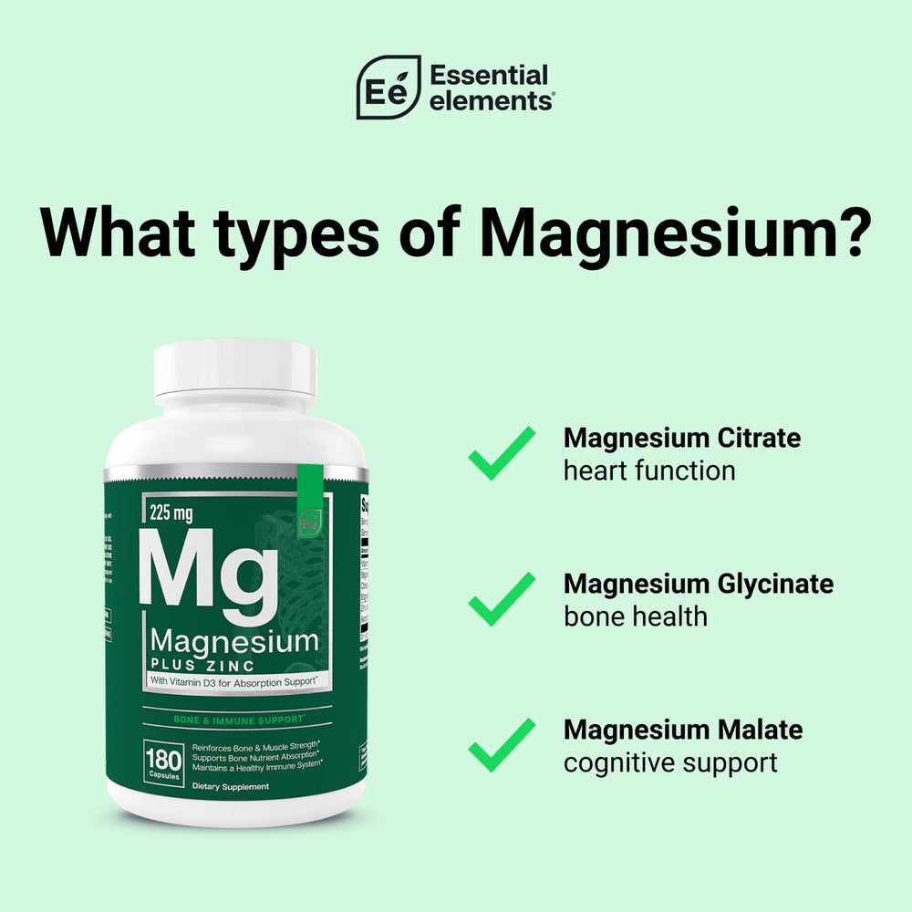 Close-up of magnesium glycinate, malate, and citrate capsules