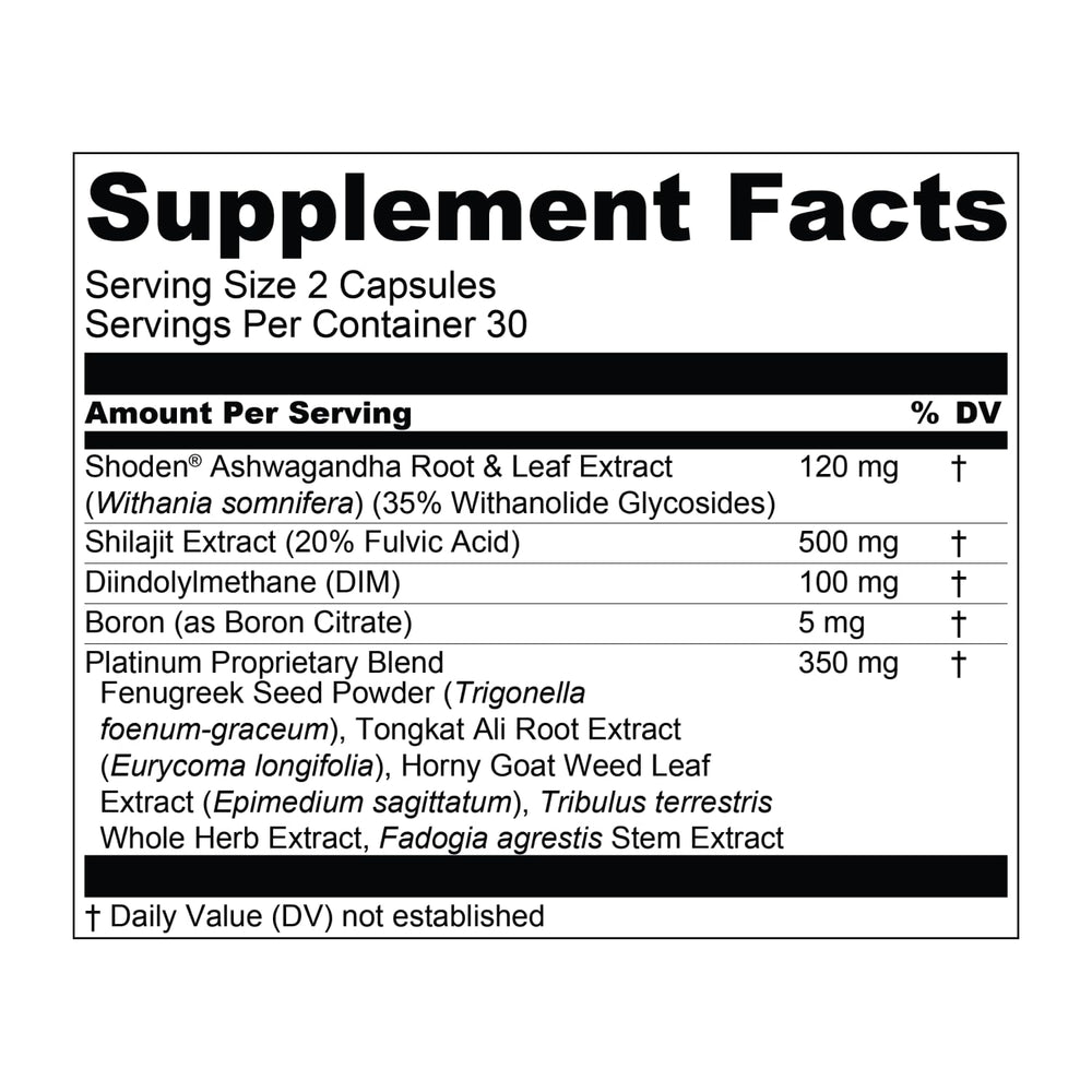 Nutrition facts and dosage information for T-Hero Platinum