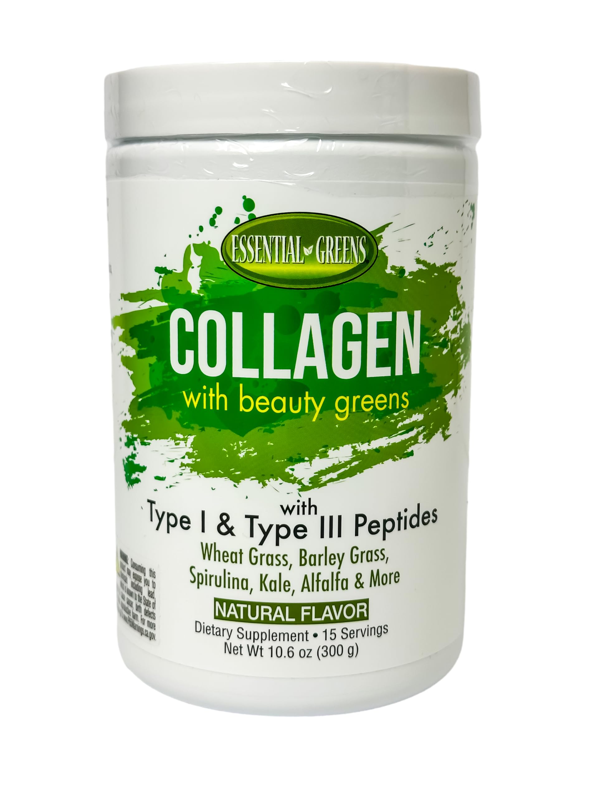 Essential Greens Collagen Organic Beauty Greens bottle and packaging