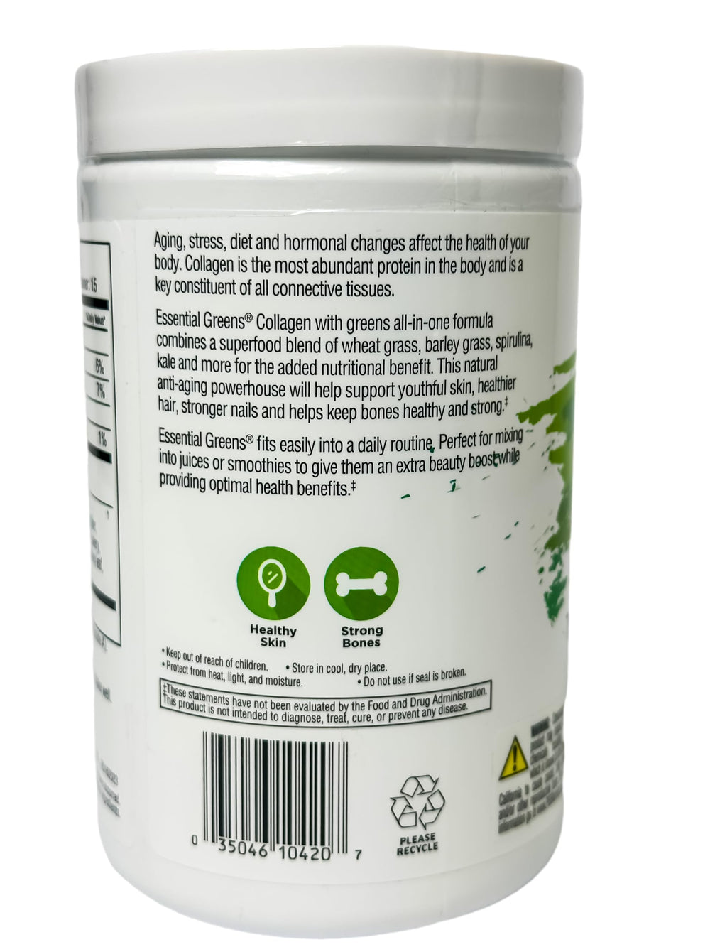 10.6 oz container of Essential Greens Collagen dietary supplement