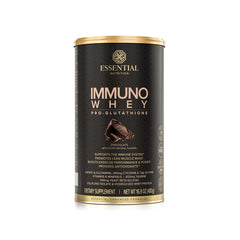 Essential Nutrition Immuno Whey front tub in chocolate, immune-supporting protein
