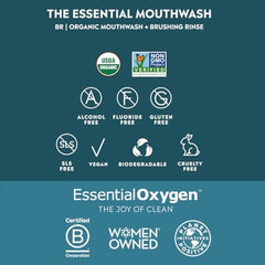 Illustration of hydrogen peroxide and organic essential oils used in the mouthwash