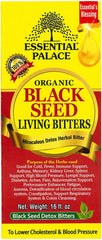 Essential Palace Organic Black Seed Detox Living Bitters 16 oz bottle - front view