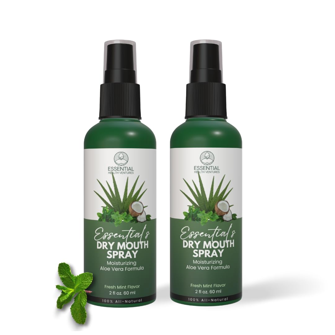 Front view of Essential Sprays Dry Mouth Spray 2-pack bottle