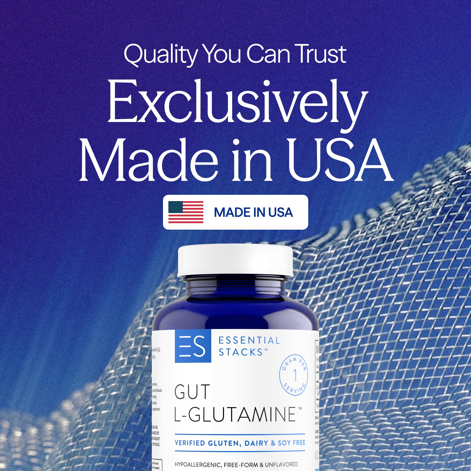 Two small L-Glutamine capsules (500mg each) for a 1000mg dose