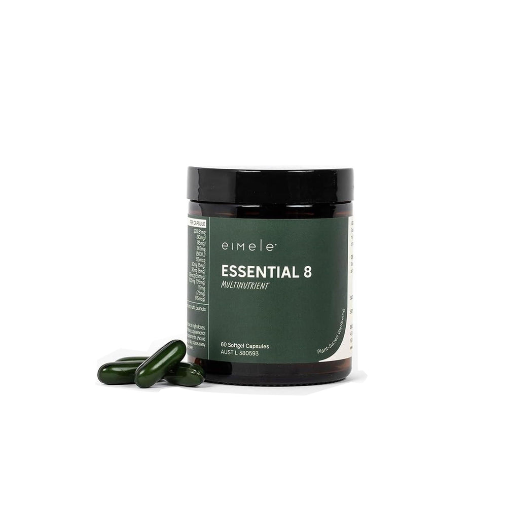 Essential 8 bottle front view with label