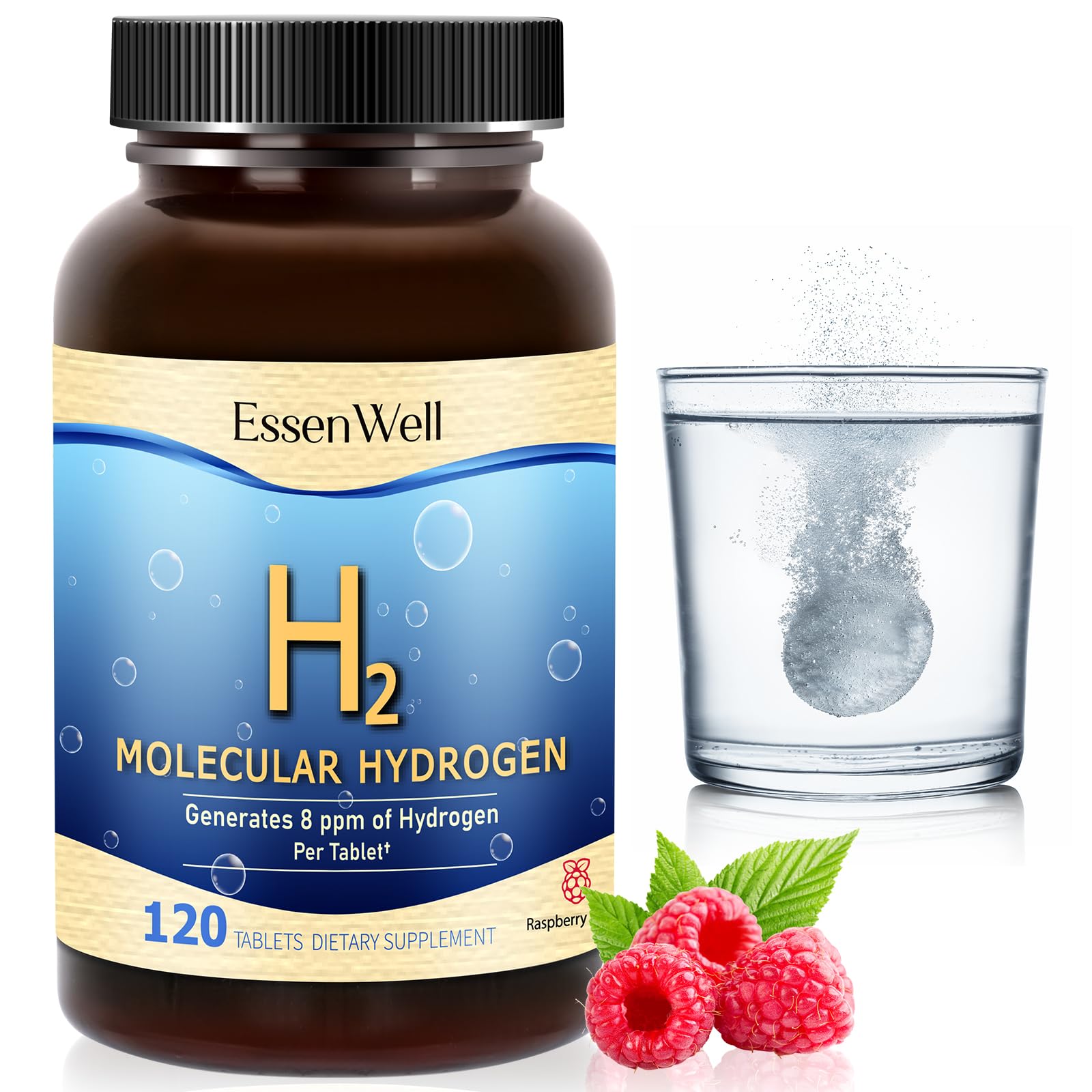 EssenWell Raspberry flavor Hydrogen tablets 120 count