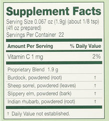 Essiac Tea Powder Original Formula 1.5 oz packaging and label