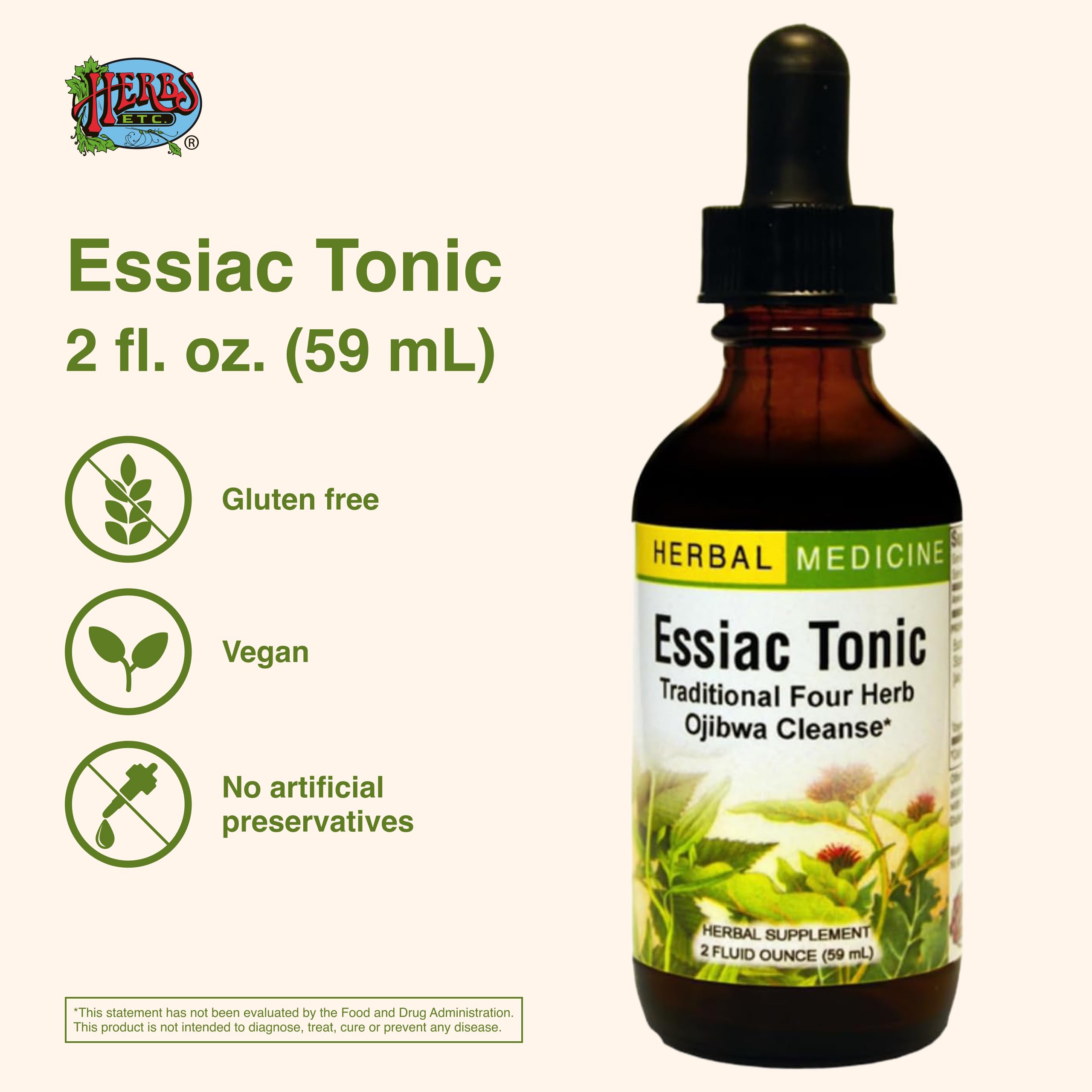 Essiac Tonic 2 oz bottle displayed on shelf