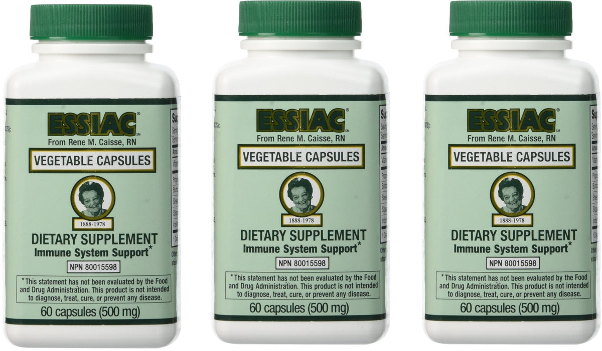Essiac Vegetable Caps 180 caps pack (60 caps per bottle)