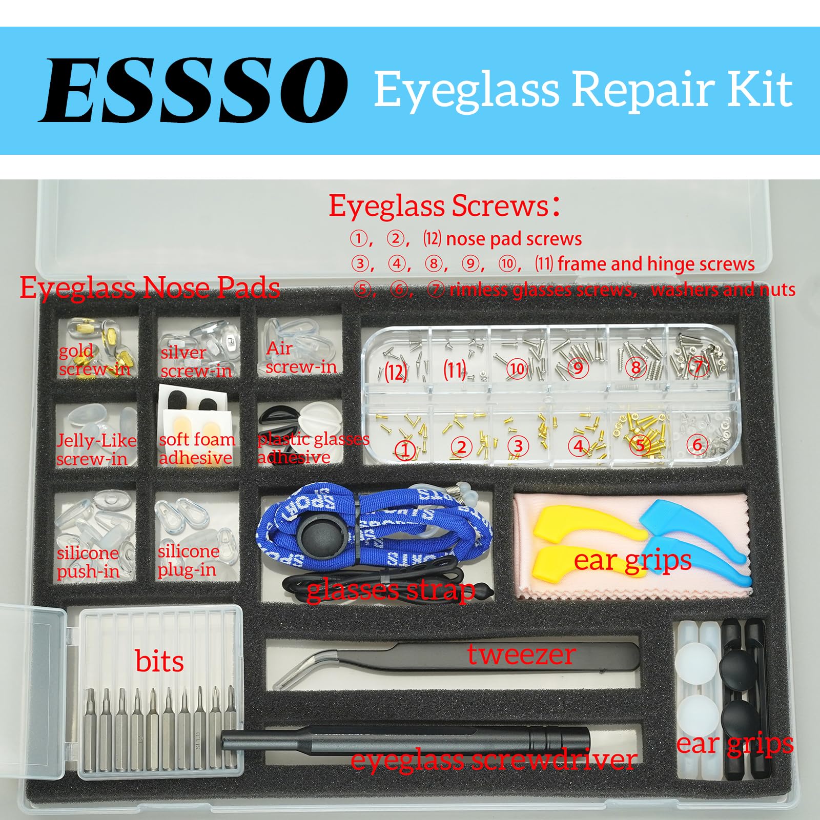 Kit compatible with multiple eyewear brands and styles