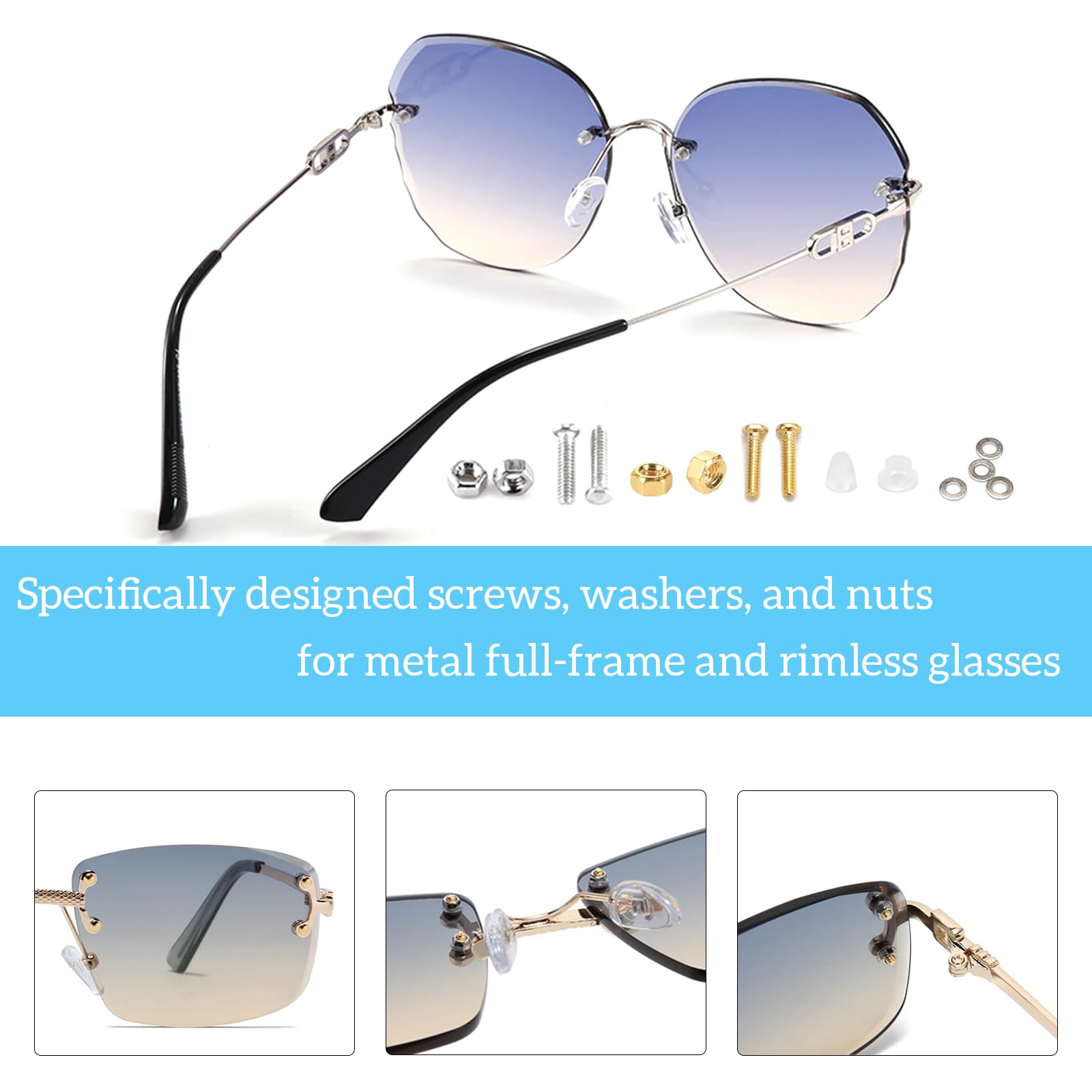 Replacement gold and silver glasses screws pack