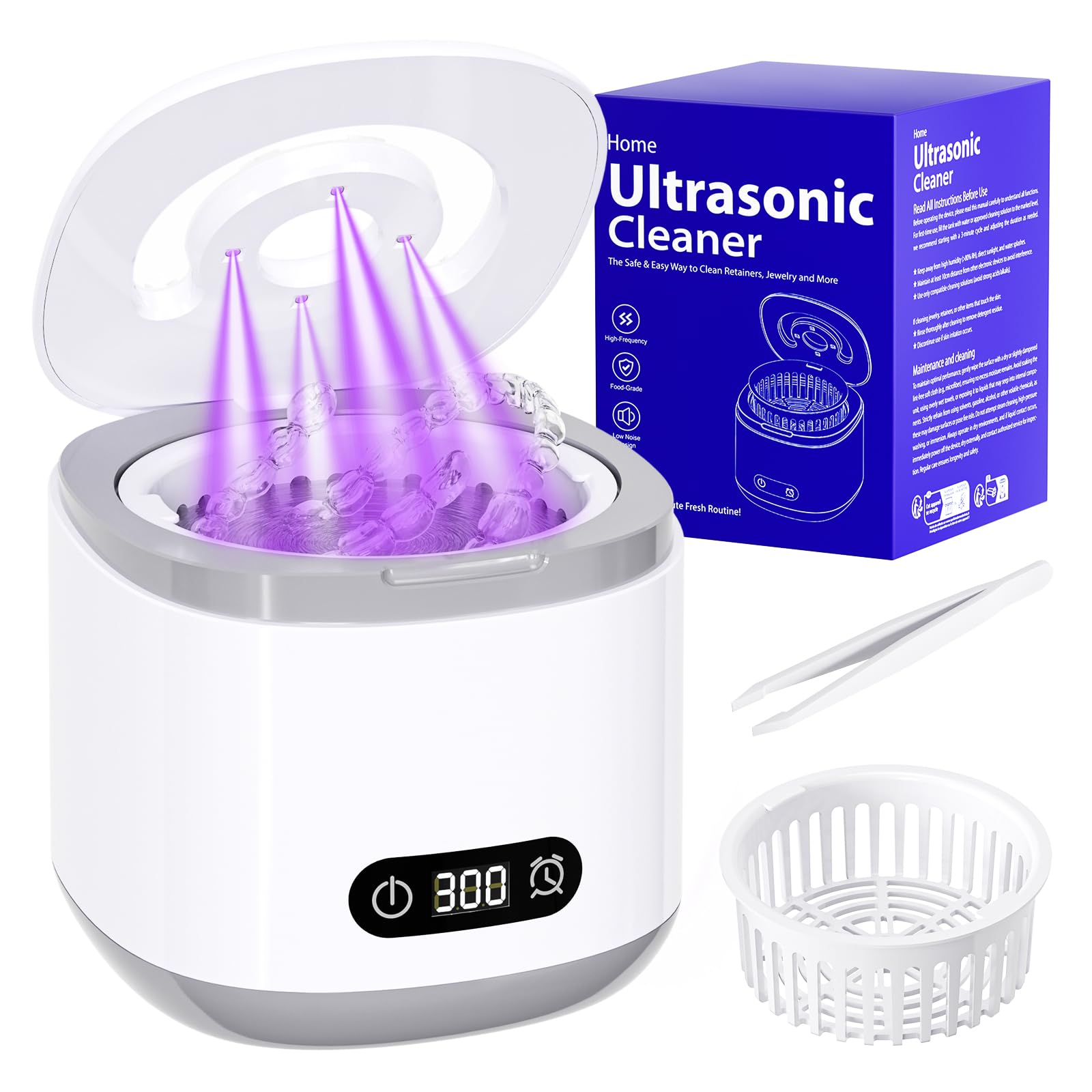 Estefanlo Ultrasonic Retainer Cleaner 45kHz unit on white background