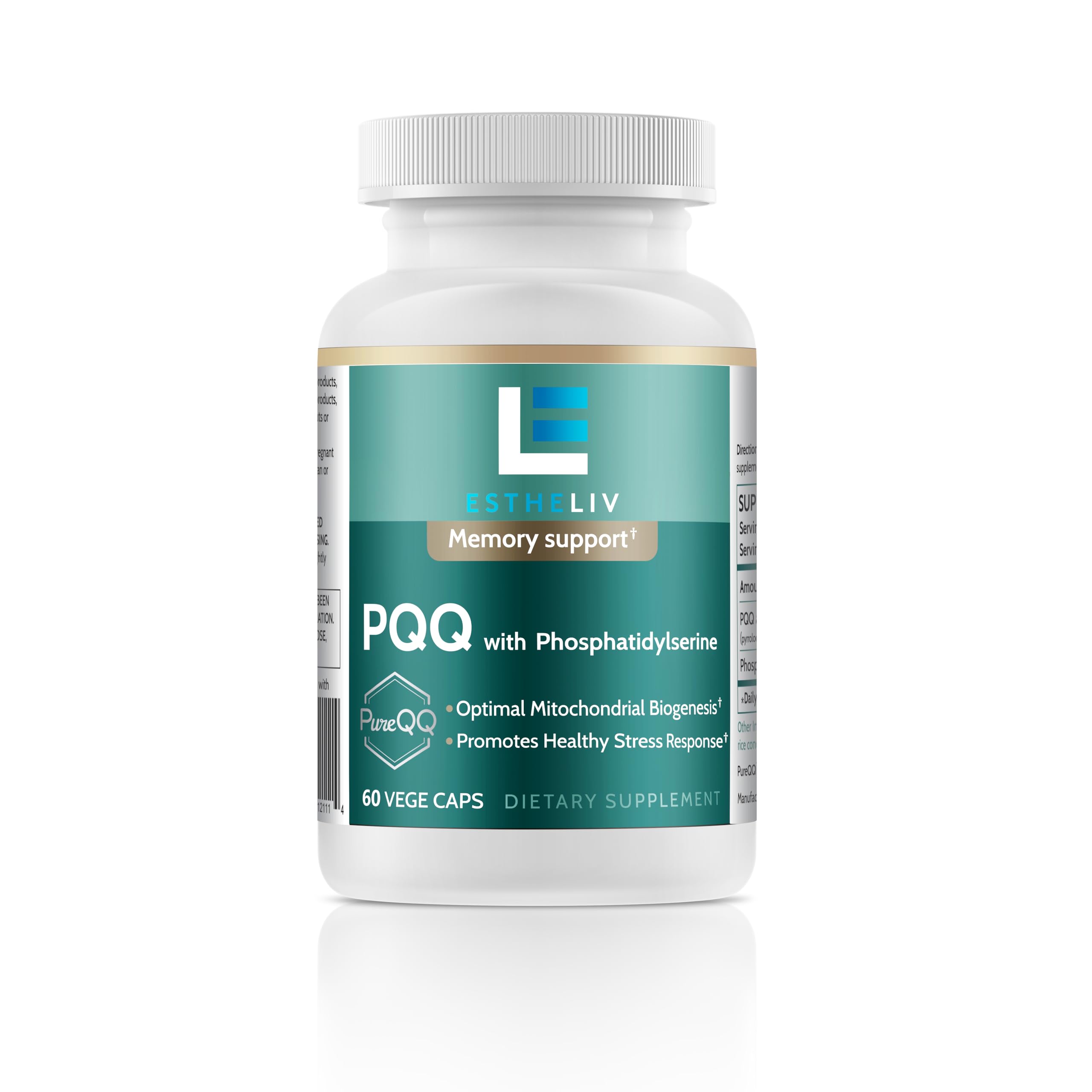 ESTHELIV PQQ with Phosphatidylserine 60 VegeCaps bottle label