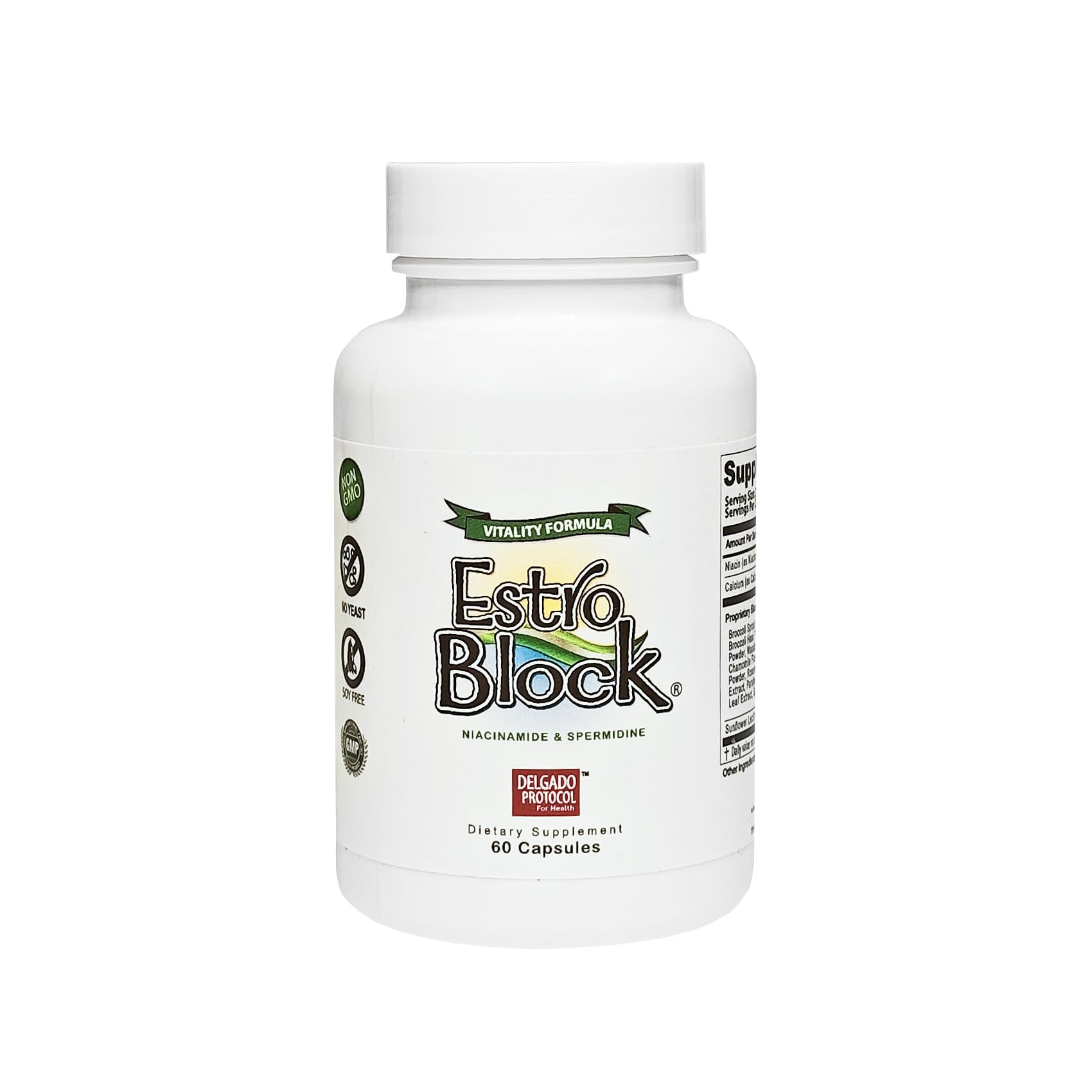 EstroBlock Vitality bottle with label on white background